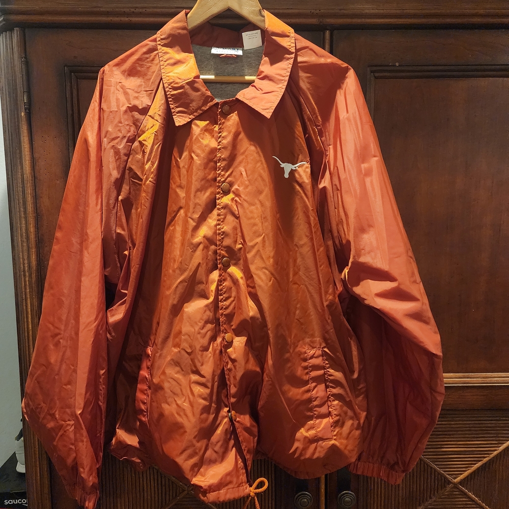 Vintage 80's Texaa Longhorns Button Up Windbreaker. Rare Safari Athletics Tag